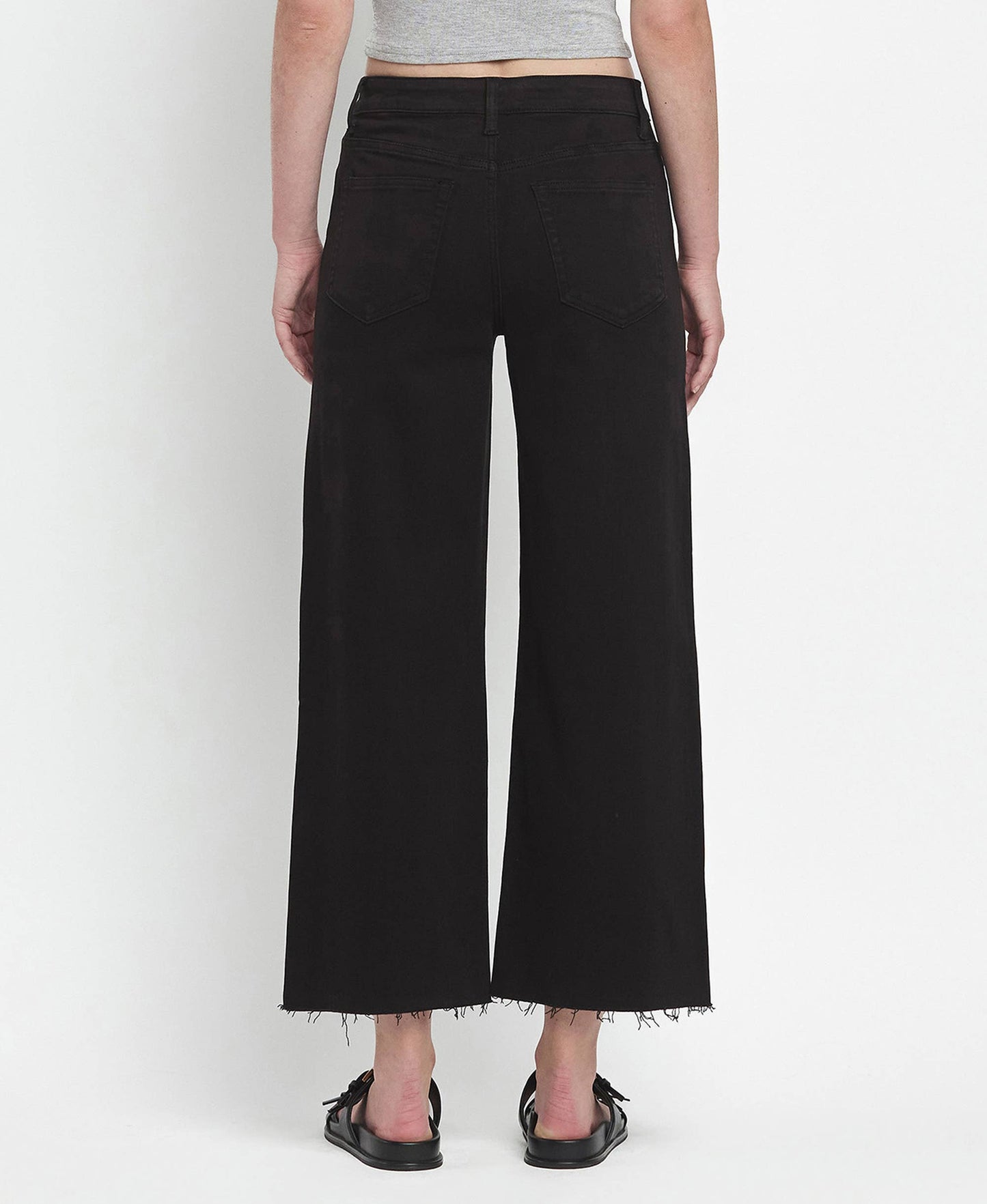 Black High Rise Wide Leg Crop Jeans