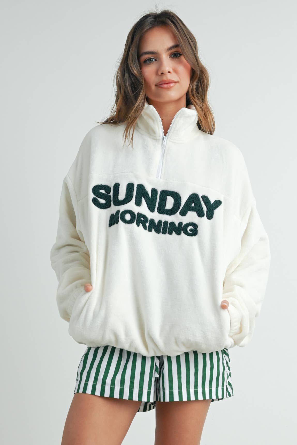 Sunday Morning Half-Zip Fuzzy Pullover