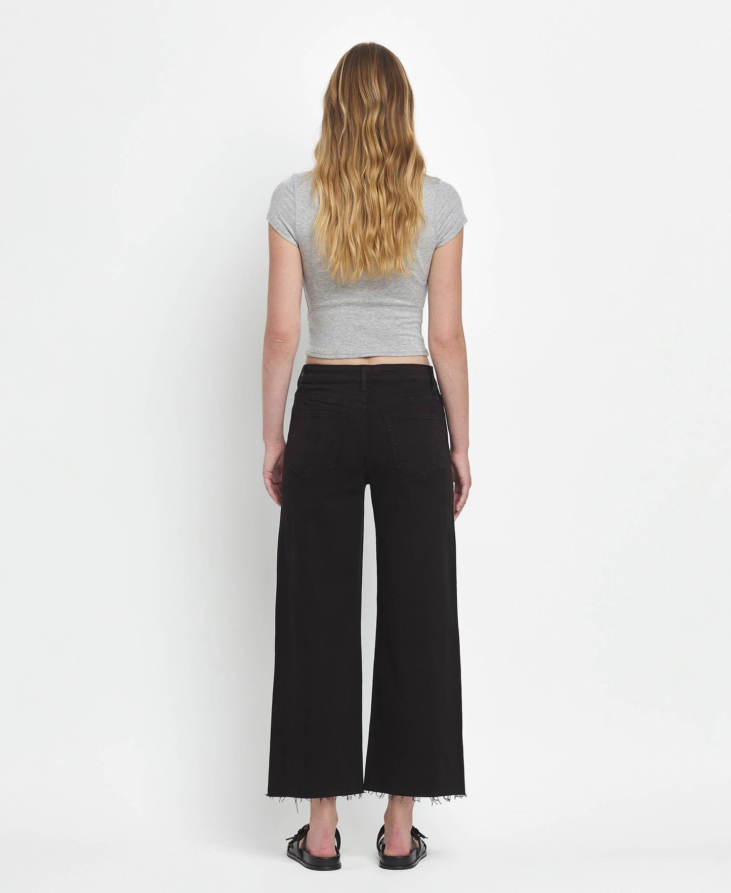 Black High Rise Wide Leg Crop Jeans