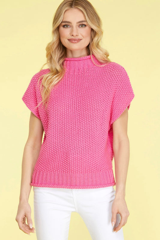 Happy Short Sleeve Sweater Top (pink)