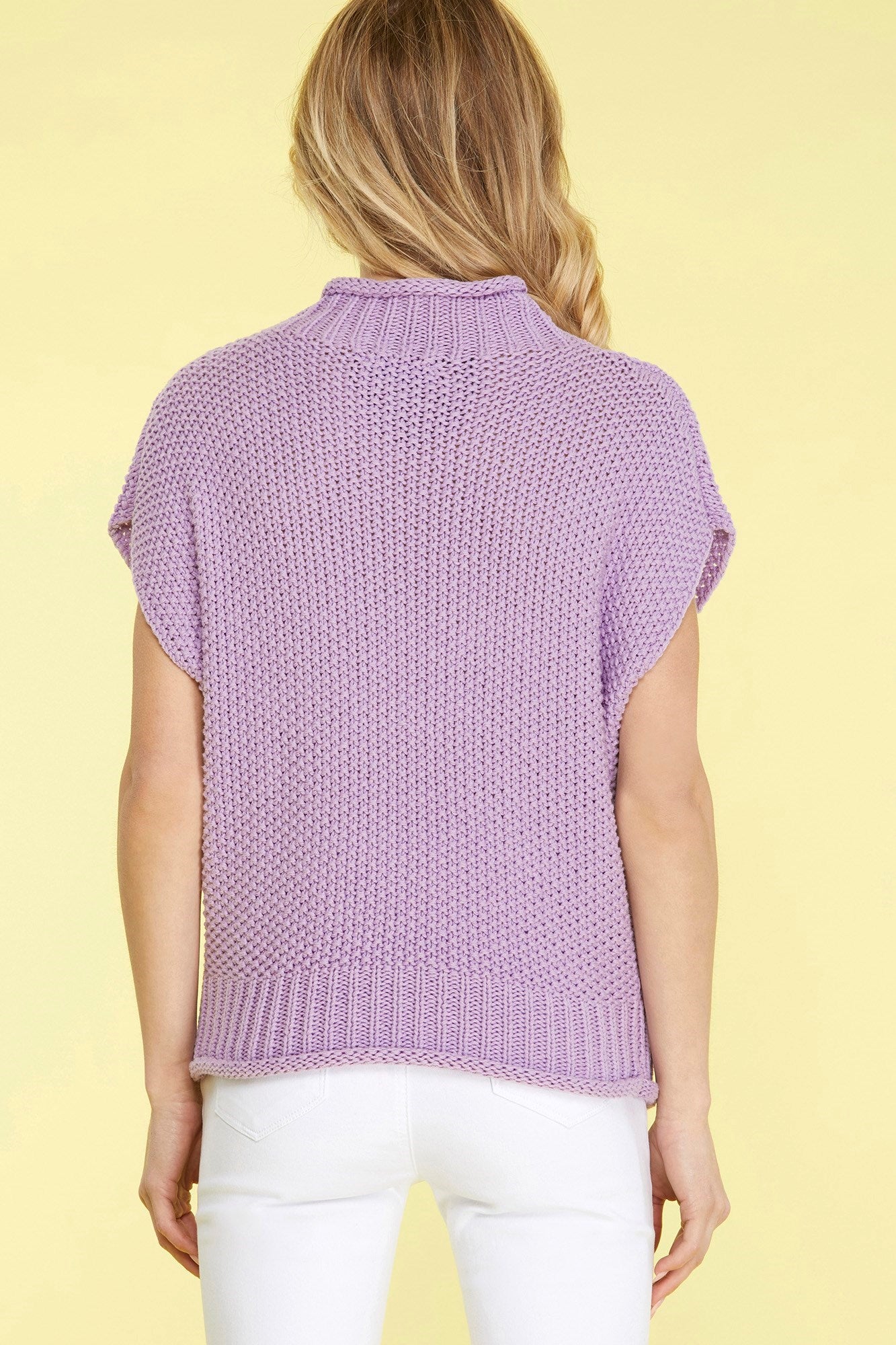 Happy Short Sleeve Sweater Top (lavender)