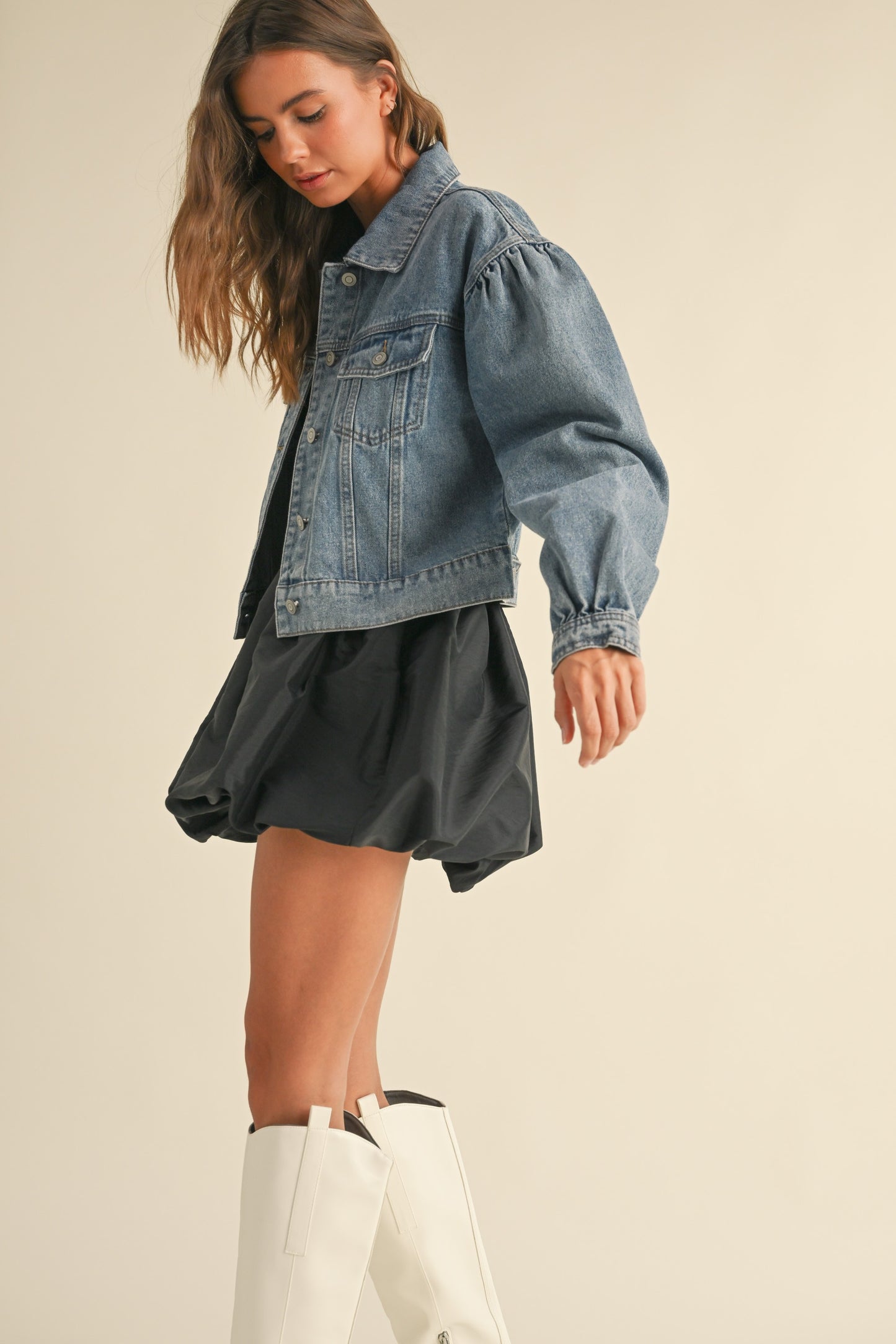 Puff Sleeve Denim Jacket