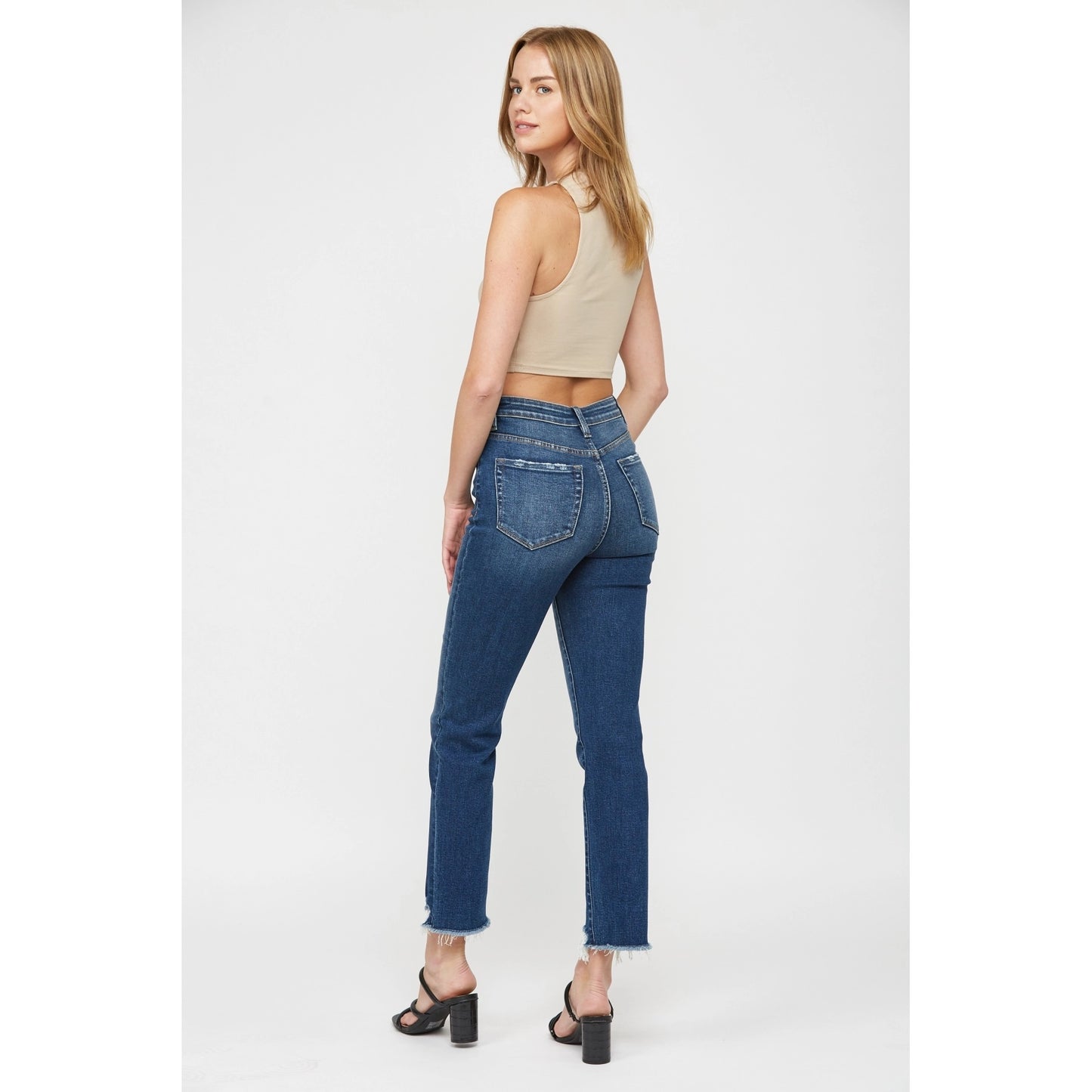 Mid Rise Straight Leg Jeans