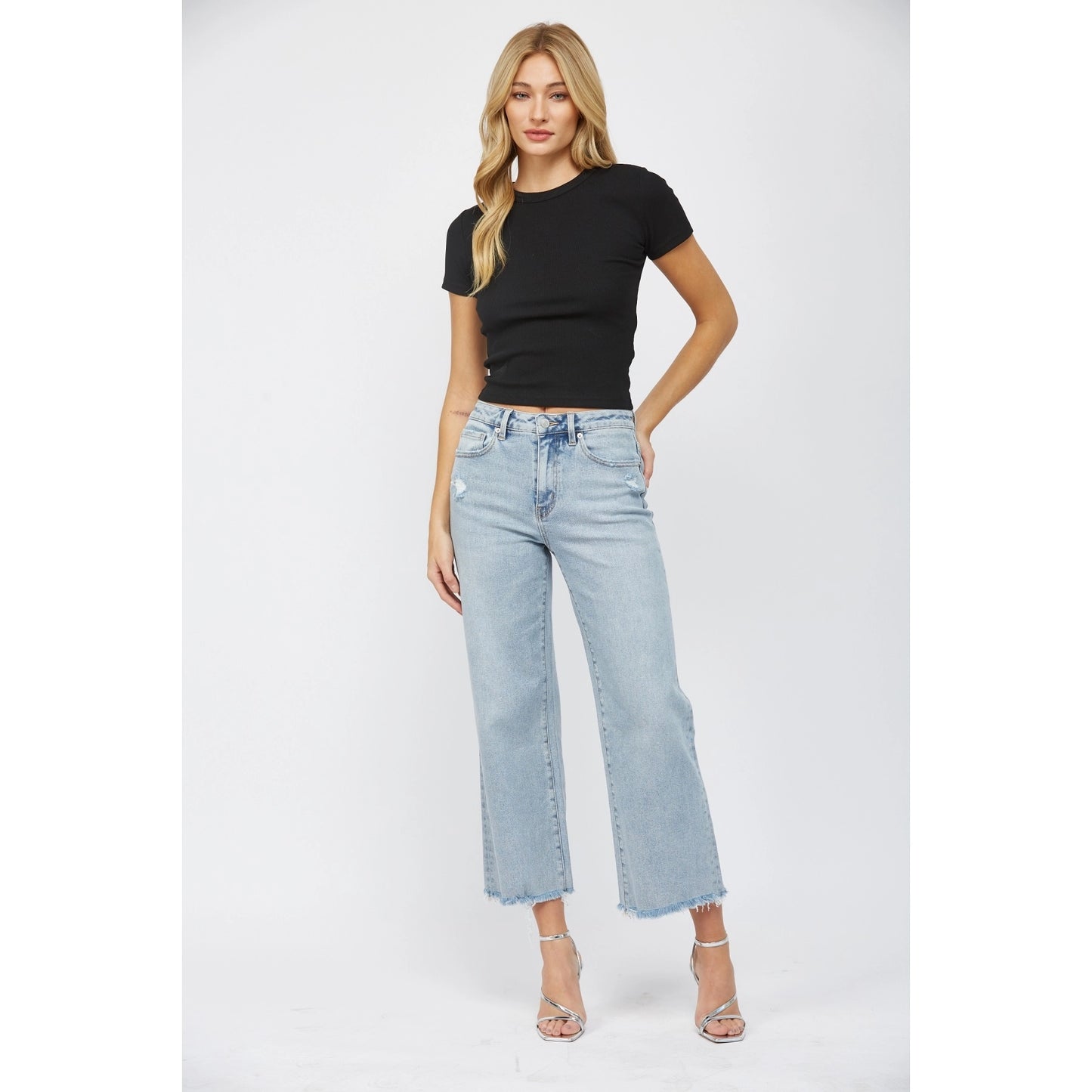 High Rise Wide Ankle Jeans