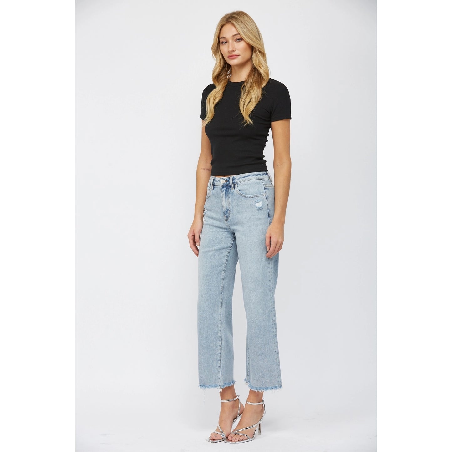 High Rise Wide Ankle Jeans