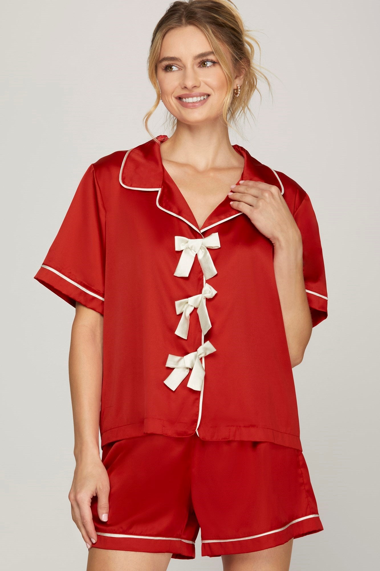 Merry Bow Short Sleeve PJ Set