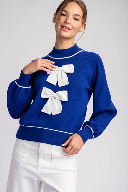 Double Bow Sweater (Royal)