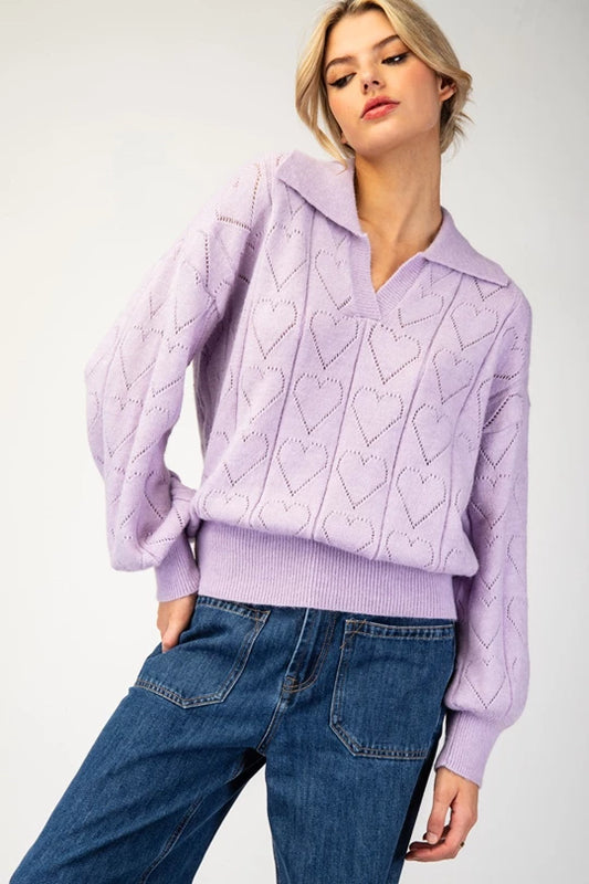 Briley Heart Sweater (Lavender)